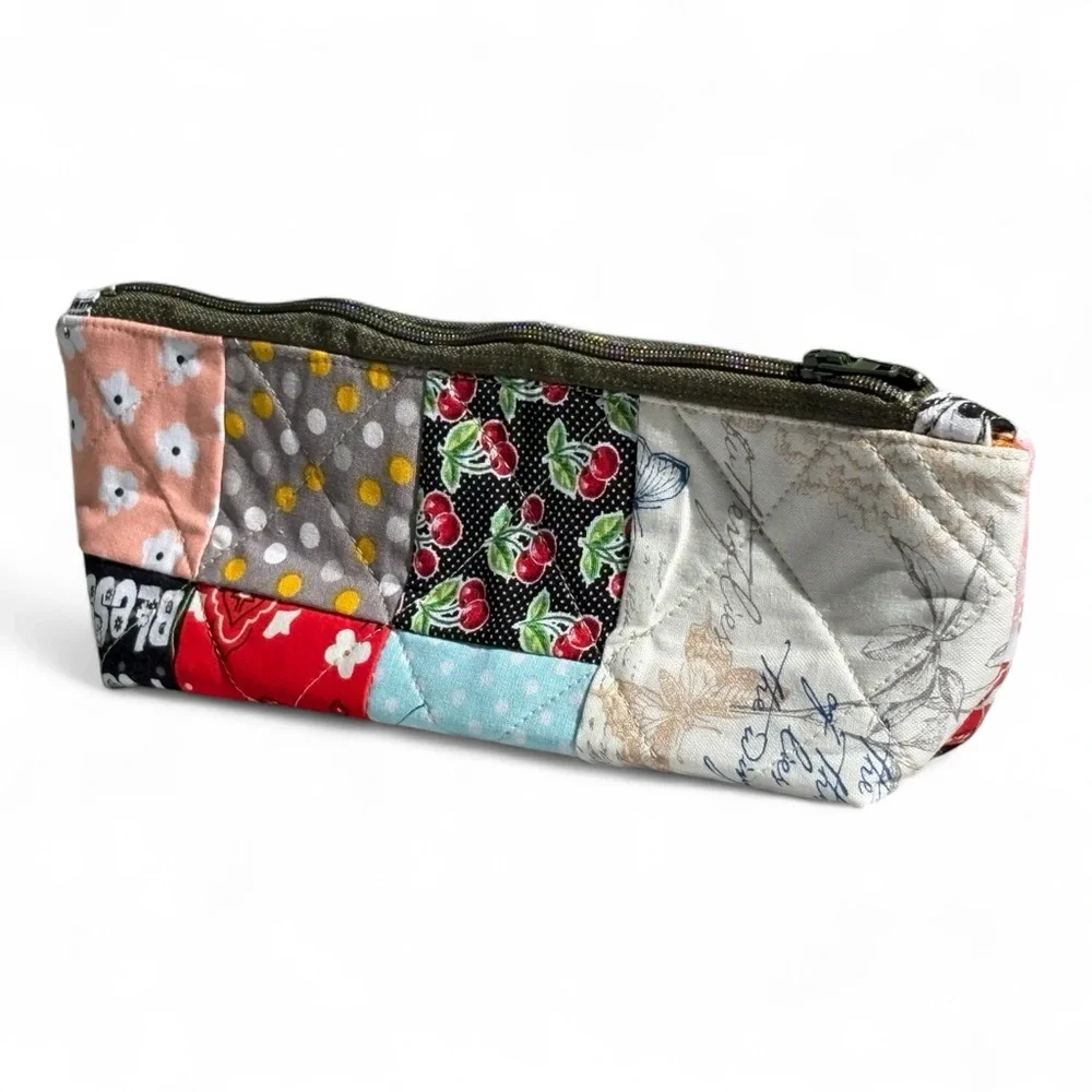 Colorful Patchwork Zipper Pencil Pouch - Picture 4 of 8